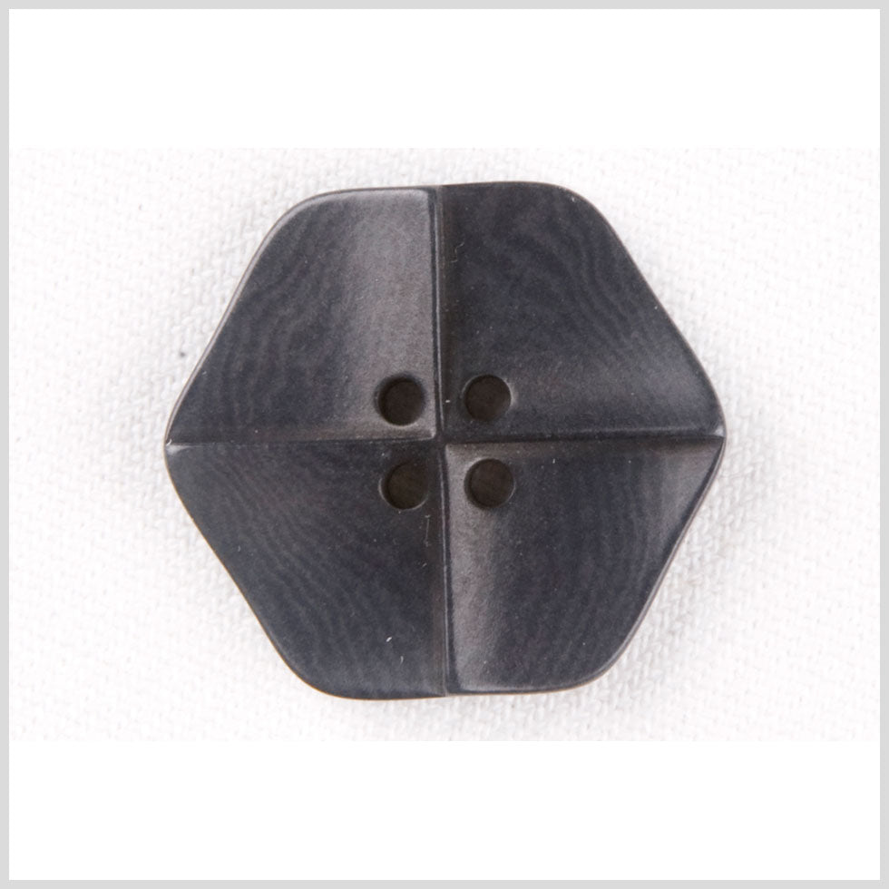 Hexagonal Plastic 4-Hole Button - 44L/28mm - Black Wood Grain Hexagonal Plastic 4-Hole Button - 44L/28mm - Black Wood Grain