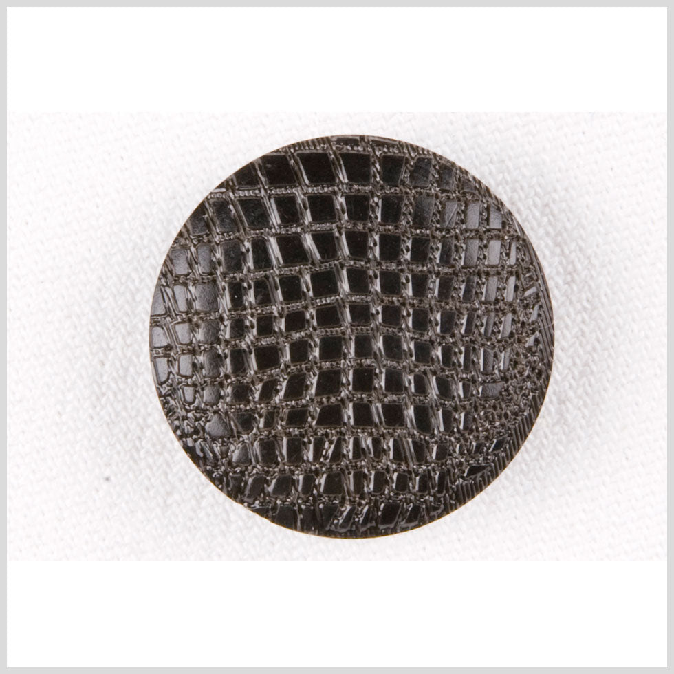 Plastic Shank Back Button - 36L/23mm - Black Alligator Skin Embossed Plastic Shank Back Button - 36L/23mm - Black Alligator Skin Embossed