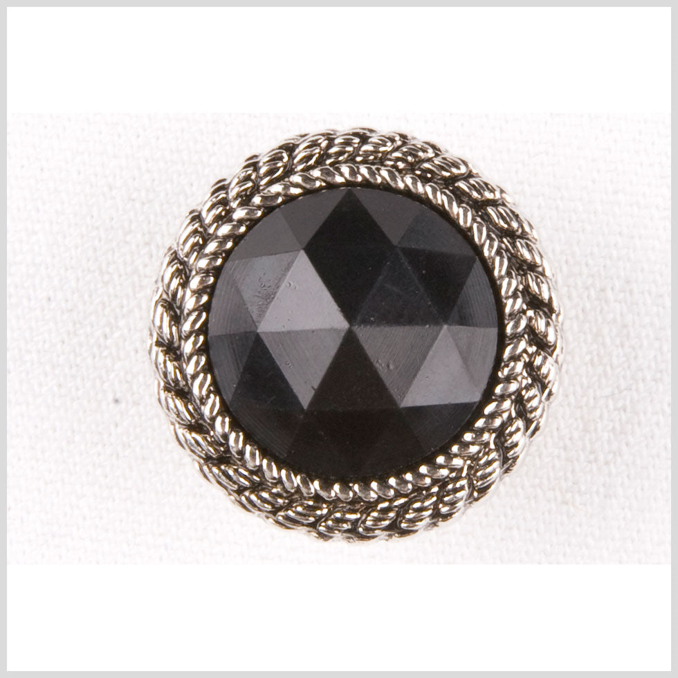 Black and Silver Plastic Button - 40L/25.5mm Black and Silver Plastic Button - 40L/25.5mm