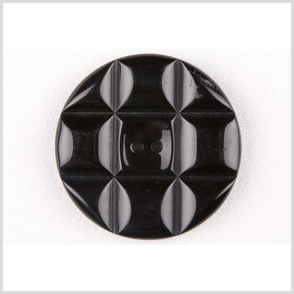 Plastic 2-Hole Button - 30L/19mm - Black Quilted Squares Embossed Plastic 2-Hole Button - 30L/19mm - Black Quilted Squares Embossed
