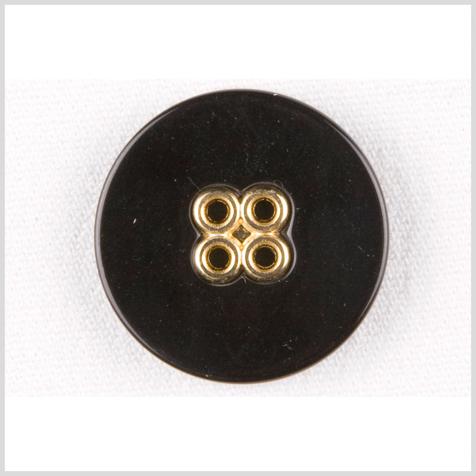 Black/Gold Plastic Button - 36L/23mm Black/Gold Plastic Button - 36L/23mm