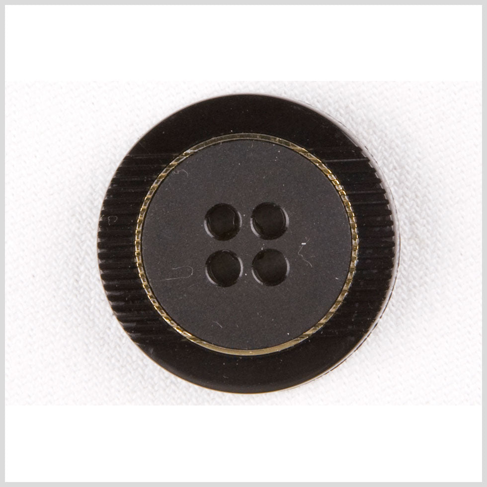 Black/Gold Plastic Button - 44L/28mm Black/Gold Plastic Button - 44L/28mm
