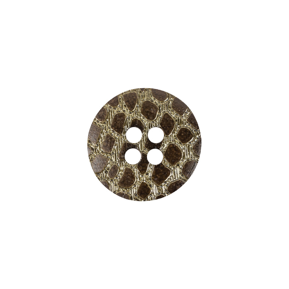 Plastic 4-Hole Button - 24L/15mm - Olive Green Etched Alligator Skin Plastic 4-Hole Button - 24L/15mm - Olive Green Etched Alligator Skin