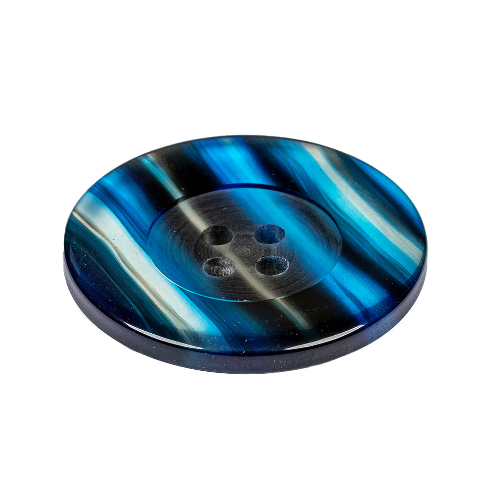 Clear Blue Plastic Button - 48L/30.5mm Folded Clear Blue Plastic Button - 48L/30.5mm Folded