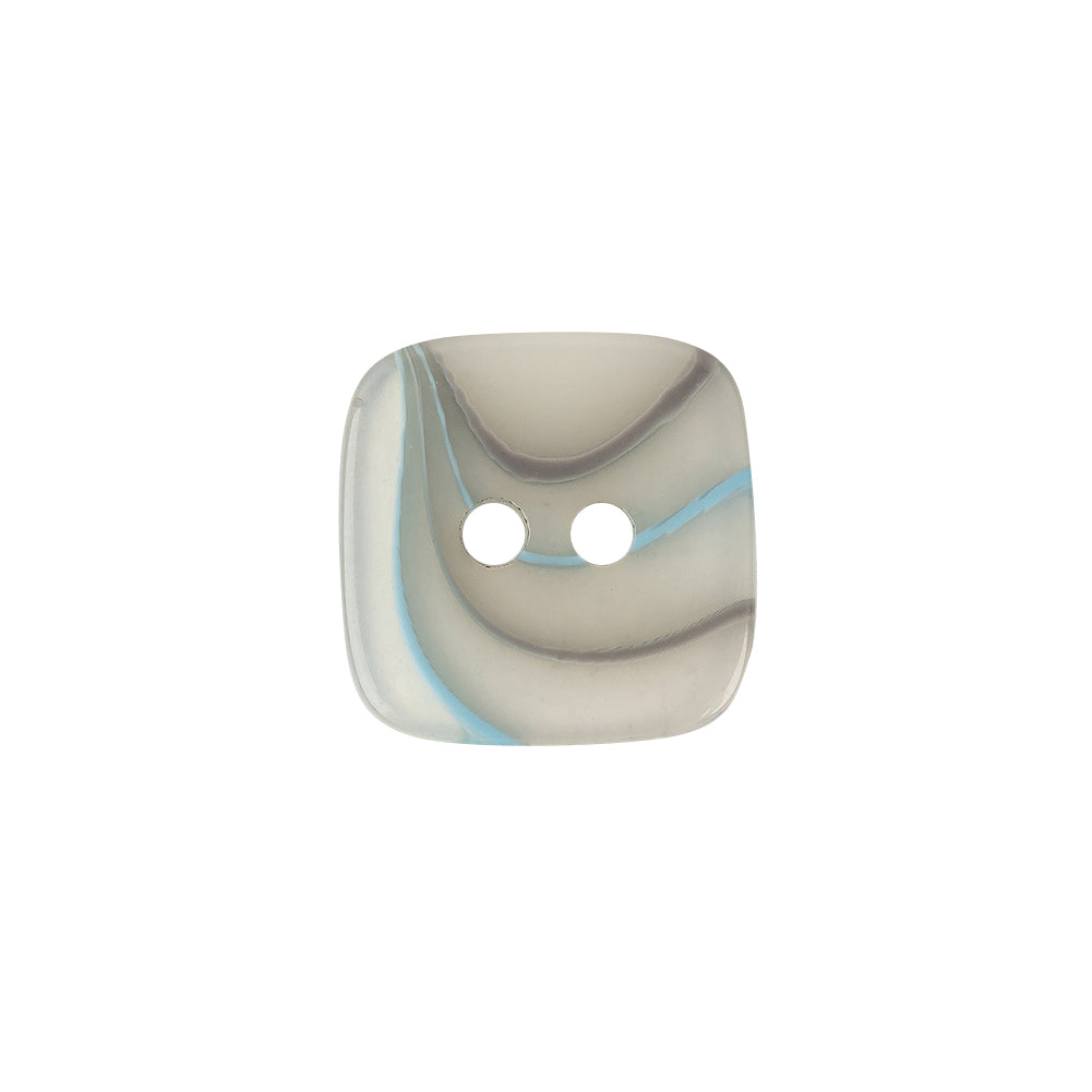 Sky Blue and Gray Transparent 2-Hole Plastic Square Button - 32L/20mm - Detail Sky Blue and Gray Transparent 2-Hole Plastic Square Button - 32L/20mm - Detail