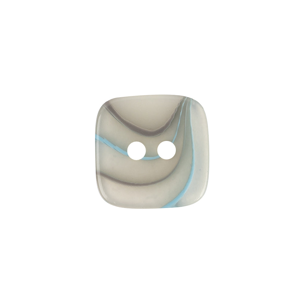 Sky Blue and Gray Transparent 2-Hole Plastic Square Button - 32L/20mm Sky Blue and Gray Transparent 2-Hole Plastic Square Button - 32L/20mm
