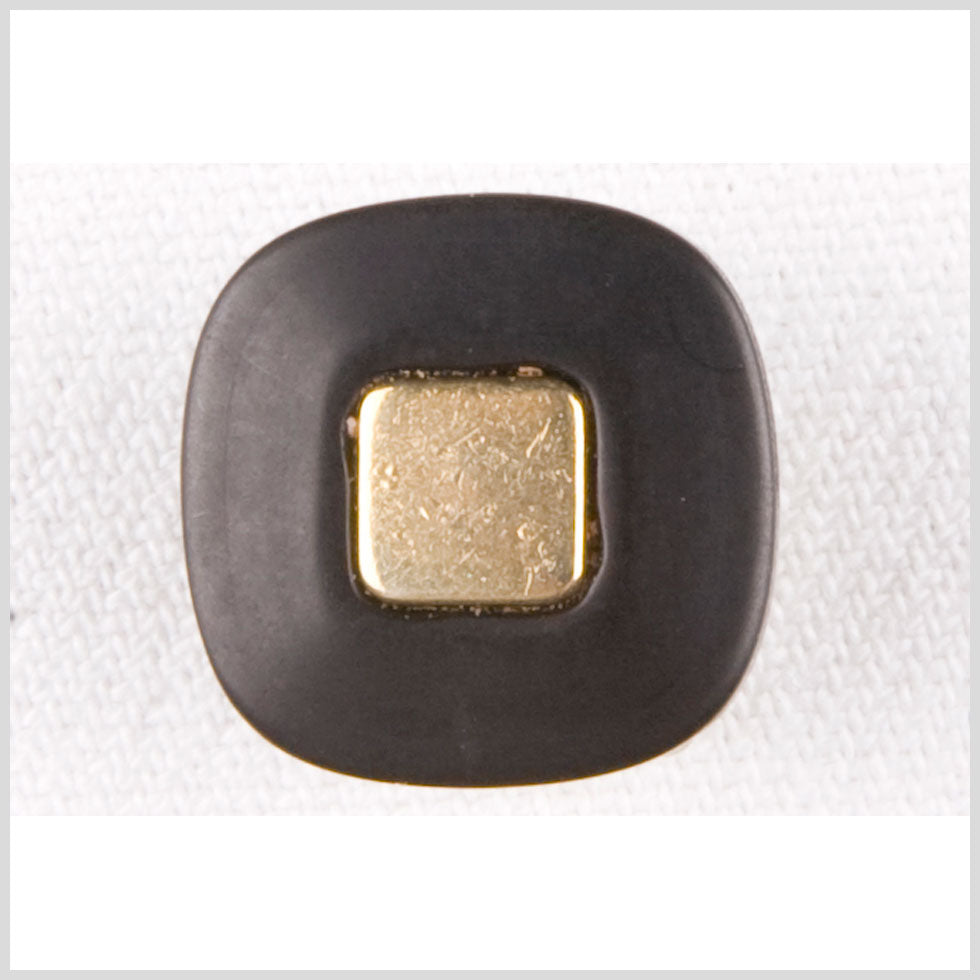 Square Plastic Shank Back Button - 28L/18mm - Flat Black with Gold Center Square Square Plastic Shank Back Button - 28L/18mm - Flat Black with Gold Center Square