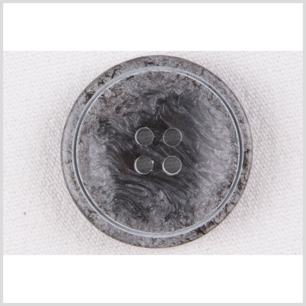 Plastic 4-Hole Button - 44L/28mm - Charcoal and Silver Swirls with Engraved Circle Plastic 4-Hole Button - 44L/28mm - Charcoal and Silver Swirls with Engraved Circle