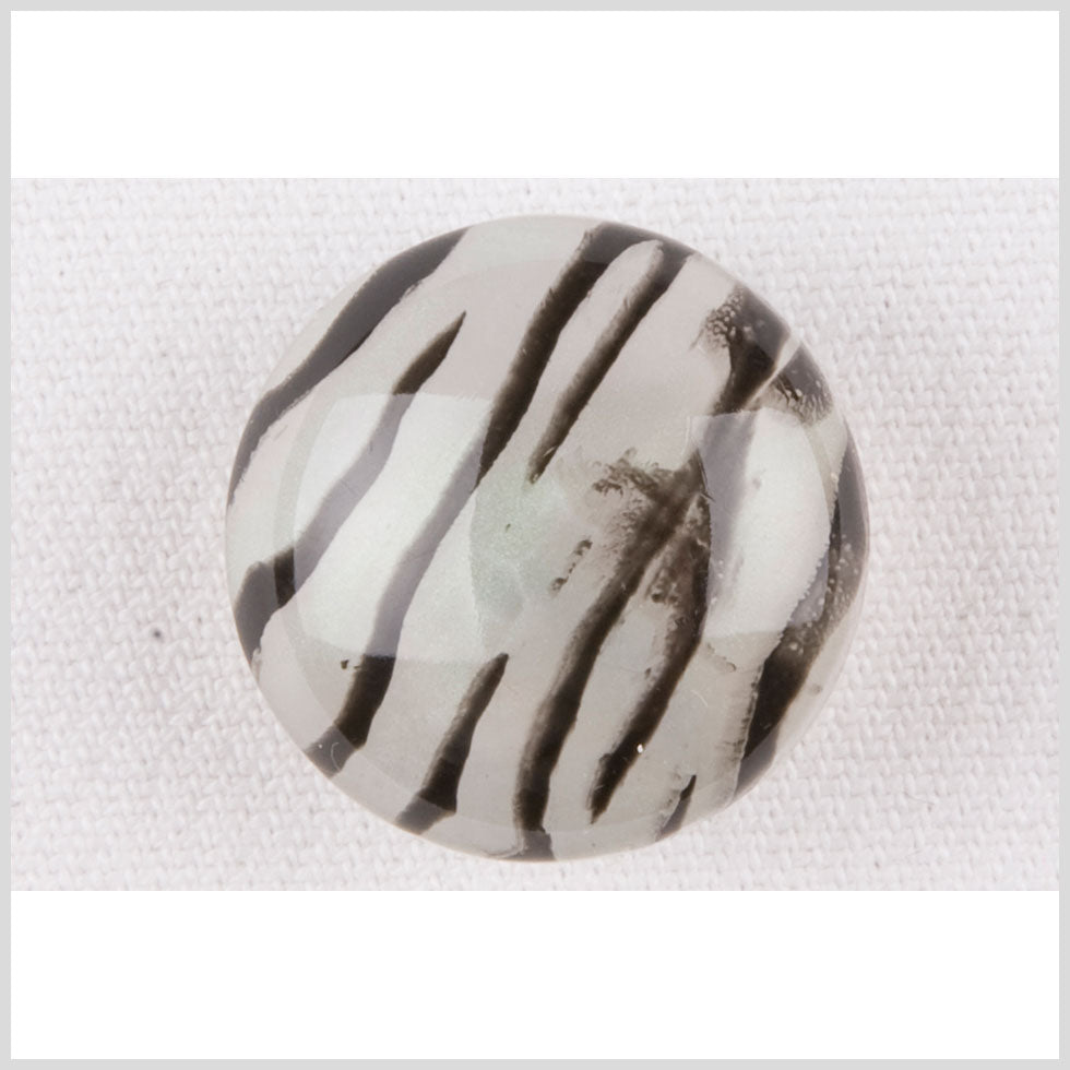 Plastic Shank Back Button - 28L/18mm - Dome Shaped Ivory and Charcoal Painted Zebra Stripes Plastic Shank Back Button - 28L/18mm - Dome Shaped Ivory and Charcoal Painted Zebra Stripes