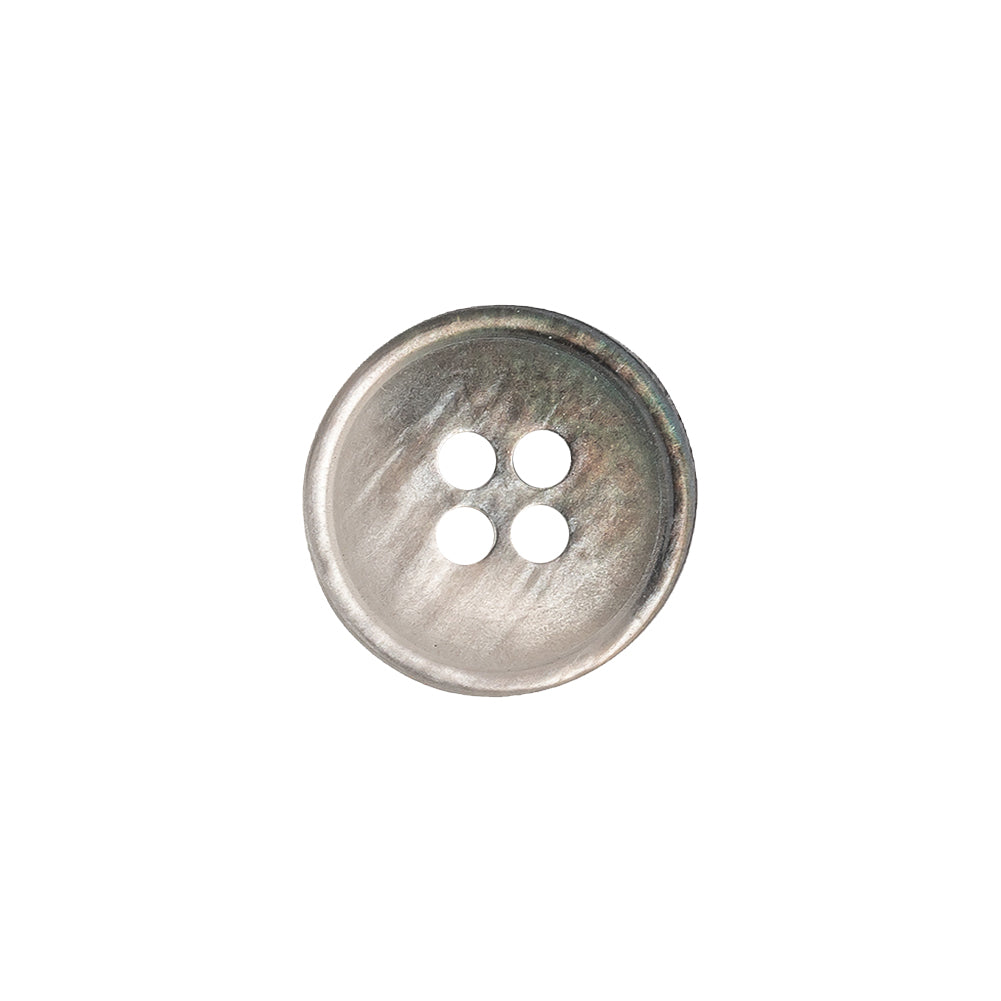 Plastic 4-Hole Button - 24L/15mm - Silvery Gray Iridescent Striations Plastic 4-Hole Button - 24L/15mm - Silvery Gray Iridescent Striations