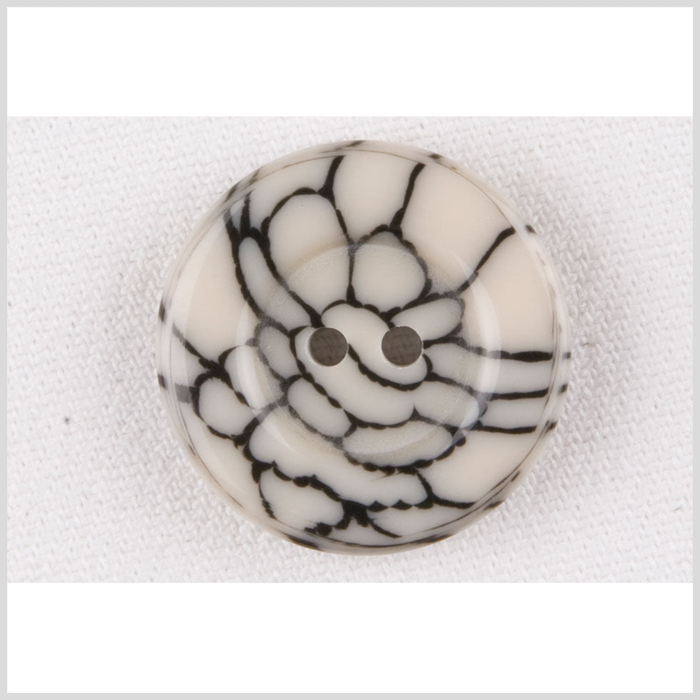 Ivory/Black Plastic Button - 28L/18mm Ivory/Black Plastic Button - 28L/18mm