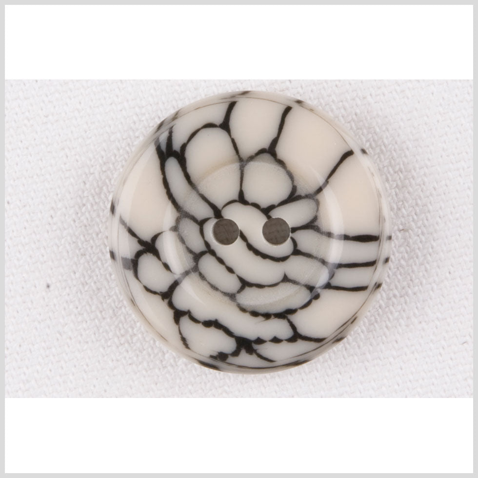Ivory/Black Plastic Button - 32L/20mm Ivory/Black Plastic Button - 32L/20mm