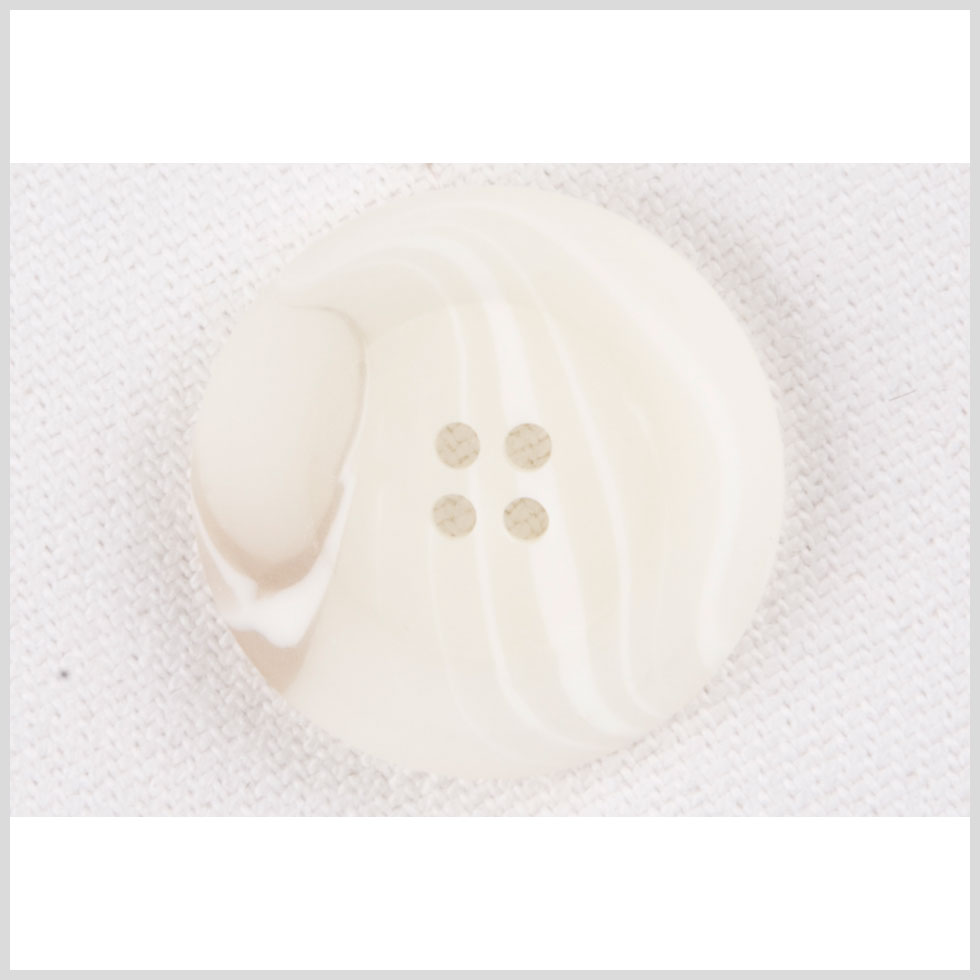 Plastic 4-Hole Button - 36L/23mm - White and Ivory Swirls Plastic 4-Hole Button - 36L/23mm - White and Ivory Swirls