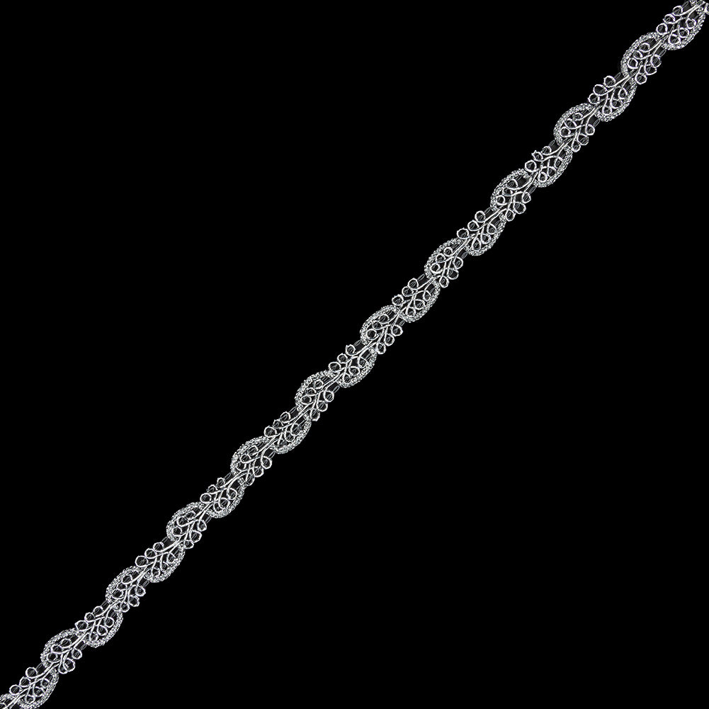 0.5" American Made Metallic Silver Braided Trim 0.5" American Made Metallic Silver Braided Trim