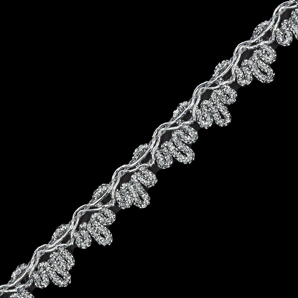 0.5" American Made Metallic Silver Braided Trim Detail 0.5" American Made Metallic Silver Braided Trim Detail