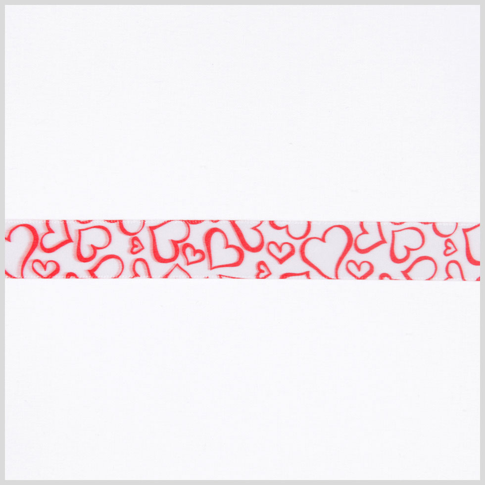 5/8" White/Red Printed Satin Ribbon 5/8" White/Red Printed Satin Ribbon