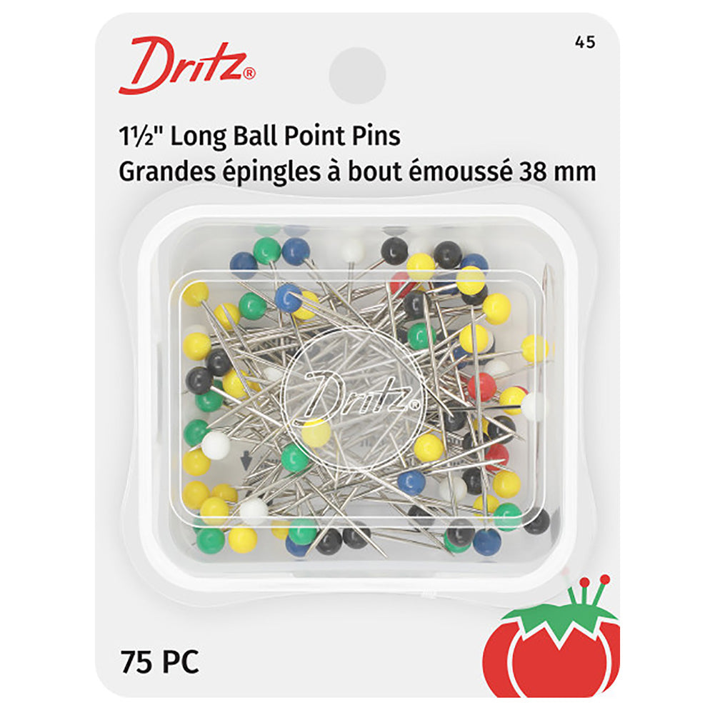 Dritz Long Ball Point Pins - 1.5" Assorted Colors - 75 ct Dritz Long Ball Point Pins - 1.5" Assorted Colors - 75 ct