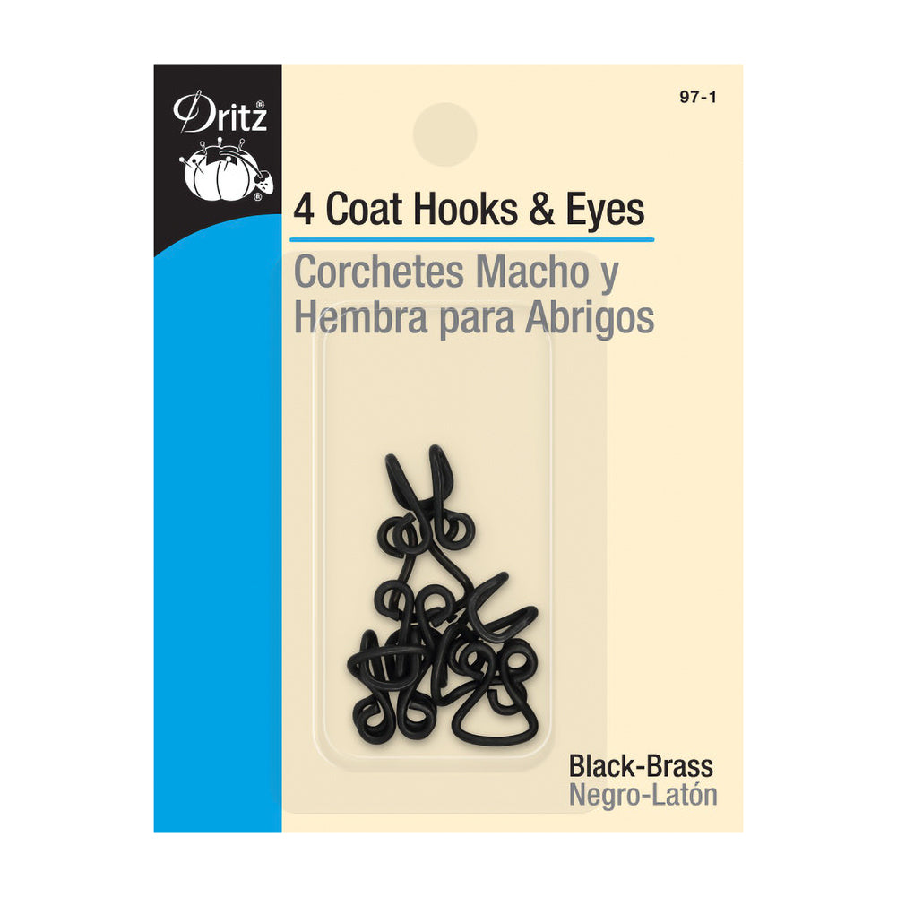 Dritz Coat Hooks & Eyes - Black - 4 Sets Dritz Coat Hooks & Eyes - Black - 4 Sets