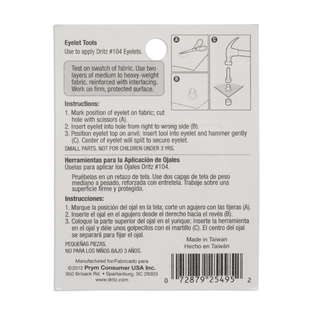 Dritz Eyelet Tool - Size #104 for 5/32" Eyelets Detail Dritz Eyelet Tool - Size #104 for 5/32" Eyelets Detail