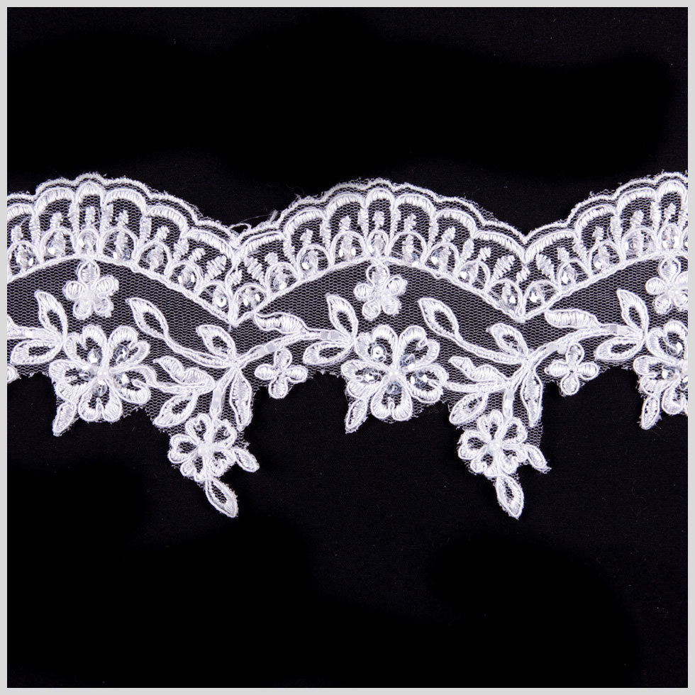3.25" White Bridal Beaded Lace 3.25" White Bridal Beaded Lace