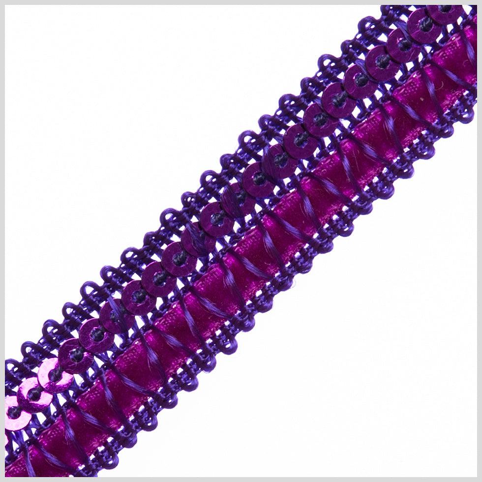 Purple Velvet Sequin Ribbon - 0.5" Detail Purple Velvet Sequin Ribbon - 0.5" Detail