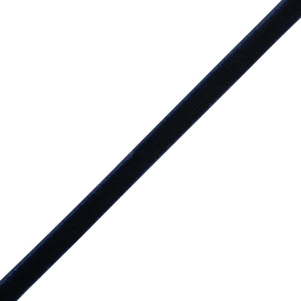 Navy Stretch Velvet Ribbon - 0.25" Folded Navy Stretch Velvet Ribbon - 0.25" Folded