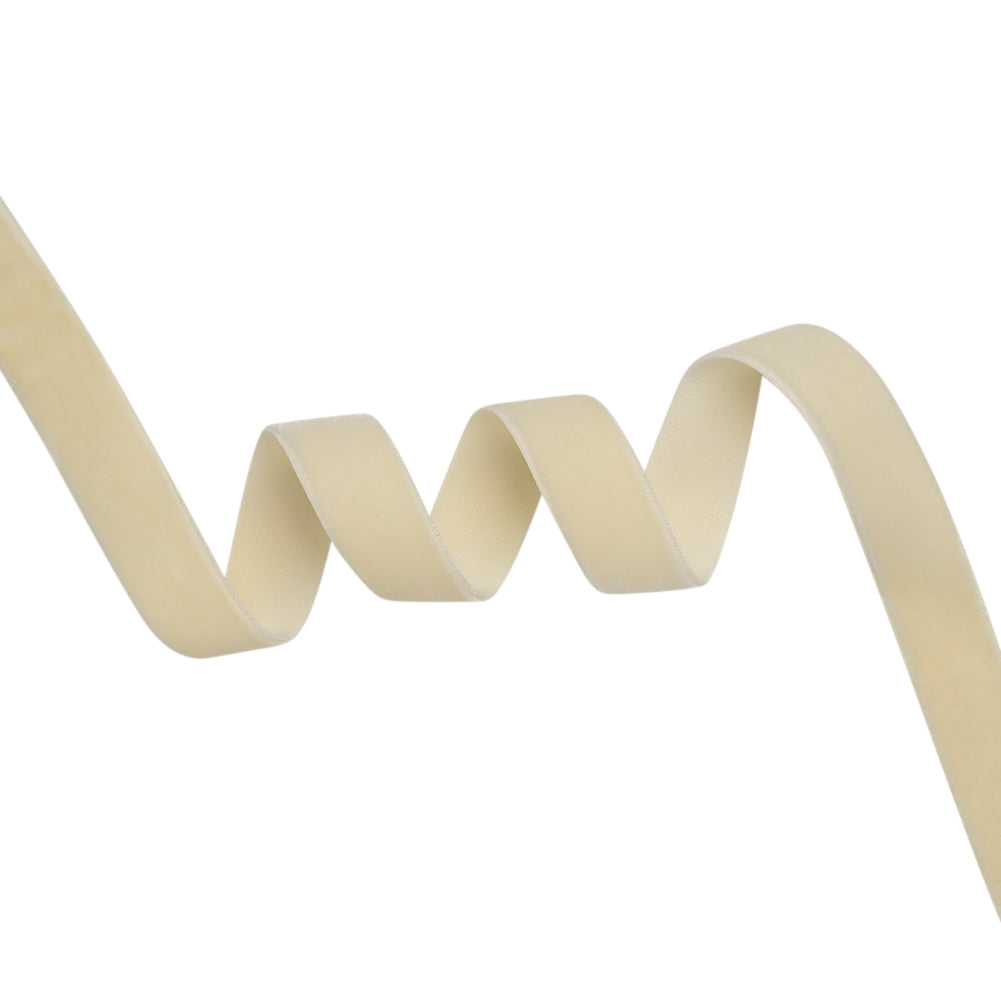 Stretch Velvet Ribbon Trim Made in Italy - 0.625" - Ivory - Gislaine Collection Stretch Velvet Ribbon Trim Made in Italy - 0.625" - Ivory - Gislaine Collection