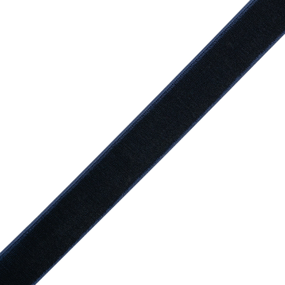 Stretch Velvet Ribbon Trim Made in Italy - 0.625" - Navy - Gislaine Collection Folded Stretch Velvet Ribbon Trim Made in Italy - 0.625" - Navy - Gislaine Collection Folded