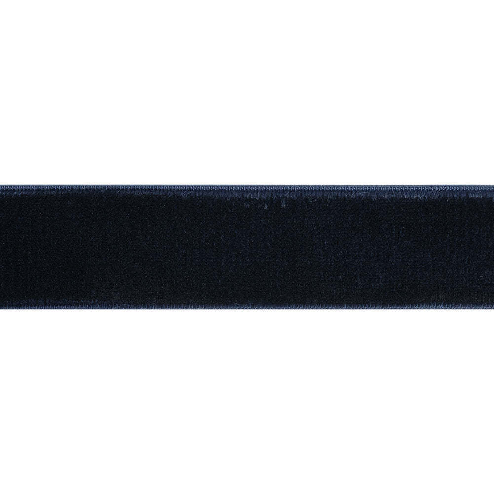 Stretch Velvet Ribbon Trim Made in Italy - 0.875" - Navy - Gislaine Collection Folded Stretch Velvet Ribbon Trim Made in Italy - 0.875" - Navy - Gislaine Collection Folded