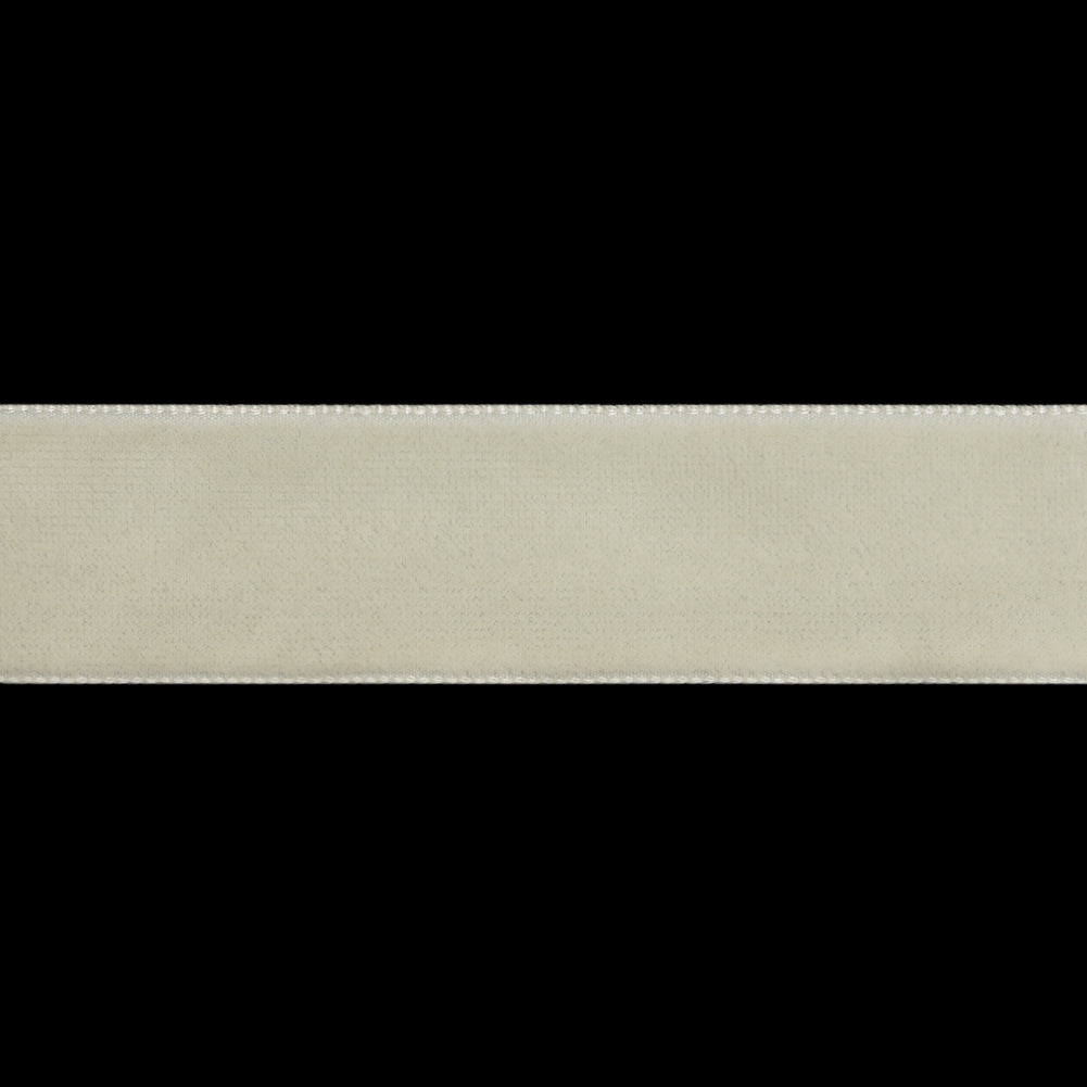 Double Faced Velvet Ribbon Made in Italy - 7/8" - Off-White Folded Double Faced Velvet Ribbon Made in Italy - 7/8" - Off-White Folded