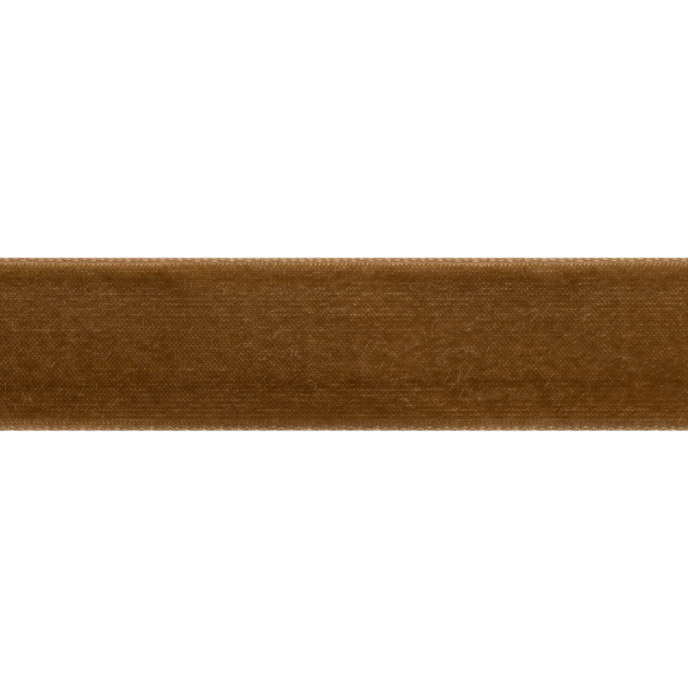Double Faced Velvet Ribbon Made in Italy - 7/8" - Dark Tan Folded Double Faced Velvet Ribbon Made in Italy - 7/8" - Dark Tan Folded
