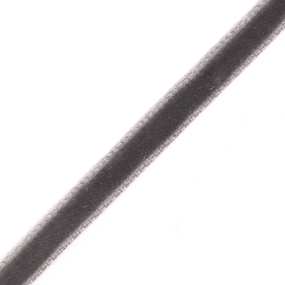 Italian Pewter Single Face Velvet Ribbon - 5mm Detail Italian Pewter Single Face Velvet Ribbon - 5mm Detail