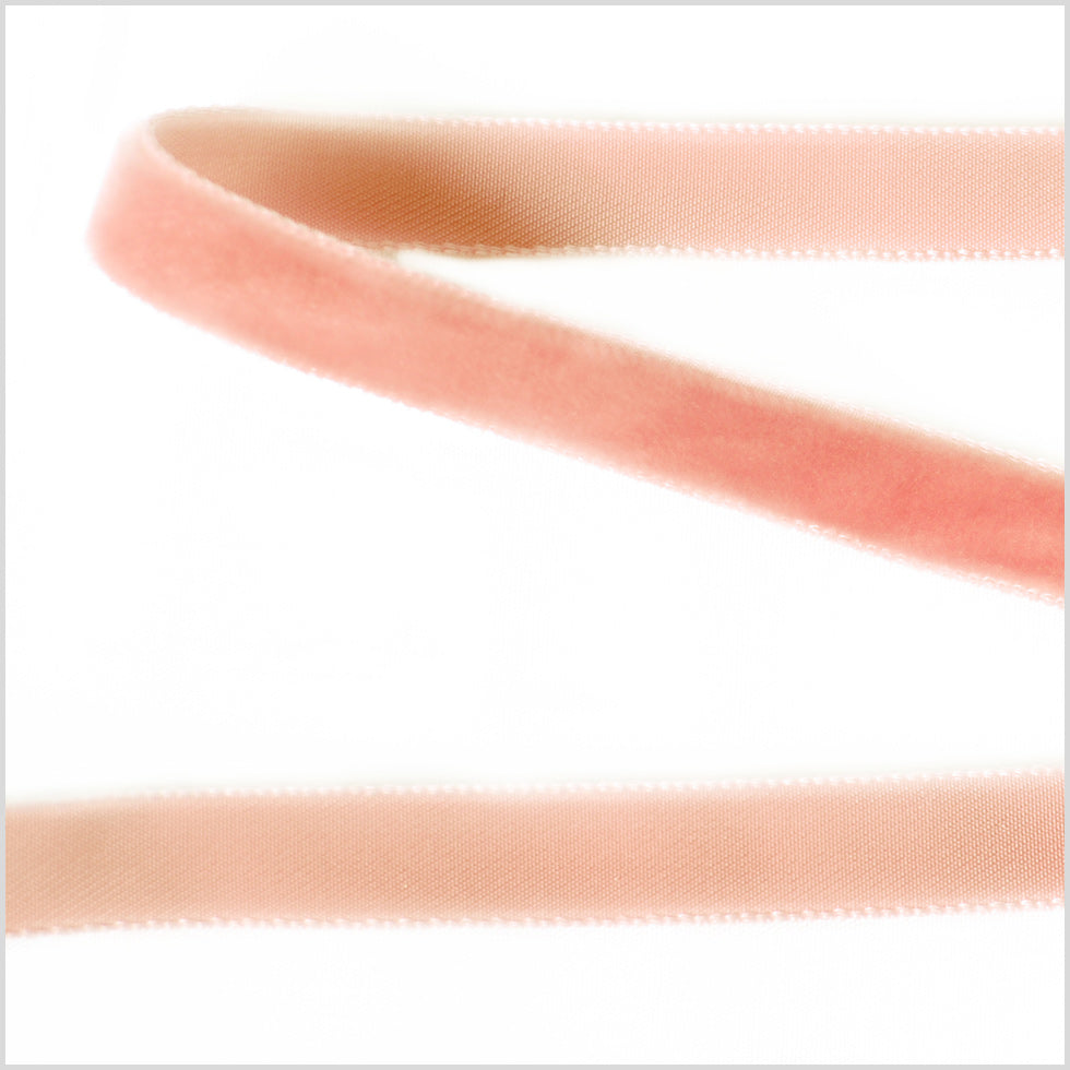 Coral Single Face Velvet Ribbon - 0.375 Coral Single Face Velvet Ribbon - 0.375