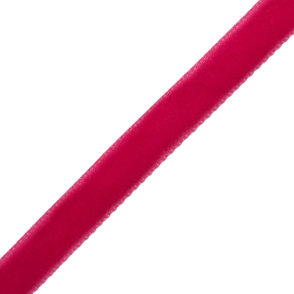 Fuchsia Single Face Velvet Ribbon - 0.375" Folded Fuchsia Single Face Velvet Ribbon - 0.375" Folded