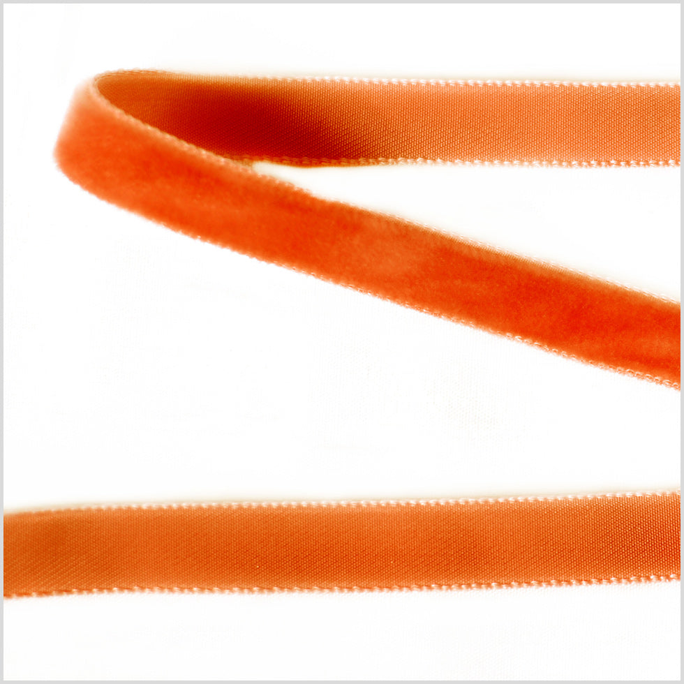 Bright Orange Single Face Velvet Ribbon - 0.375 Bright Orange Single Face Velvet Ribbon - 0.375