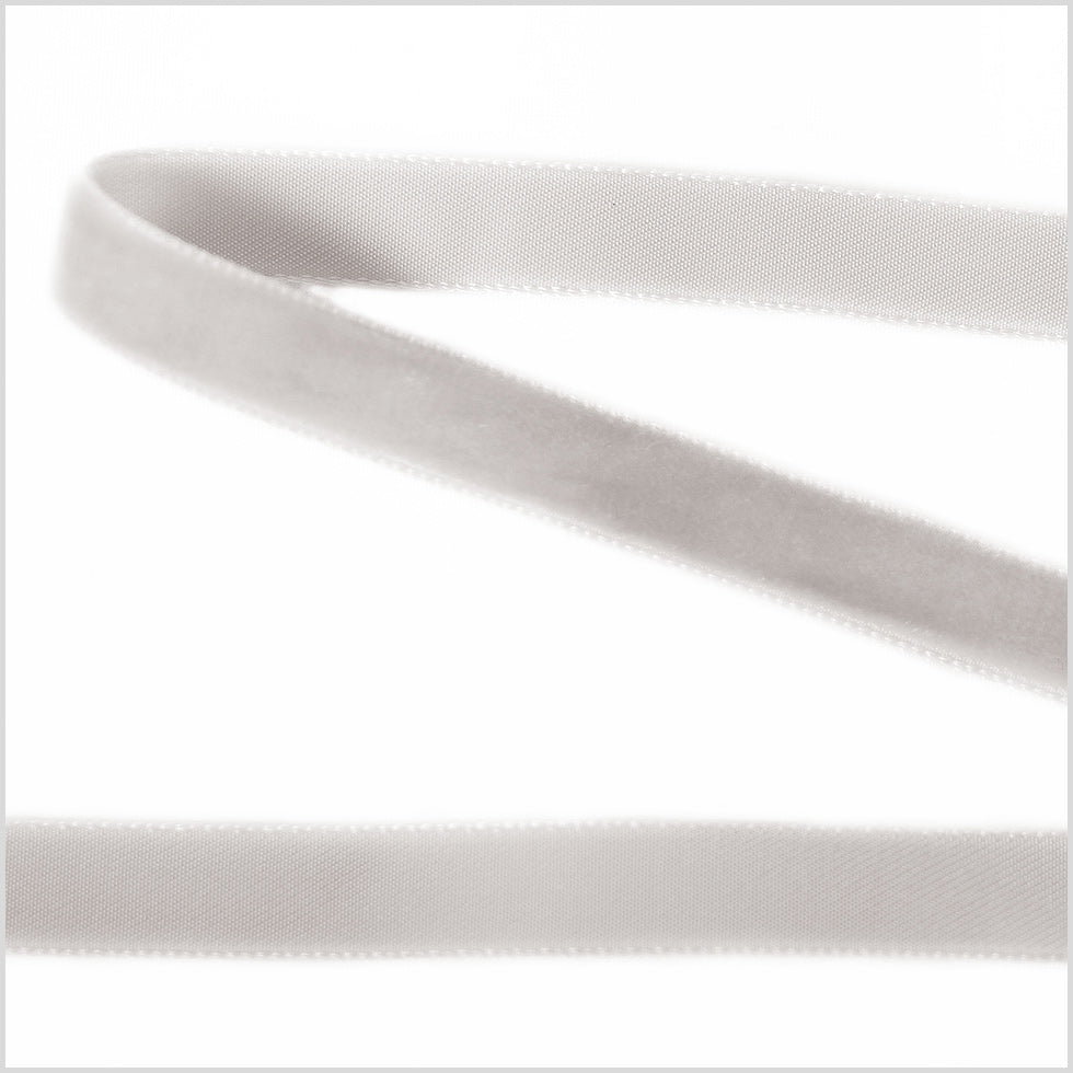 Silver Single Face Velvet Ribbon - 0.375 Silver Single Face Velvet Ribbon - 0.375