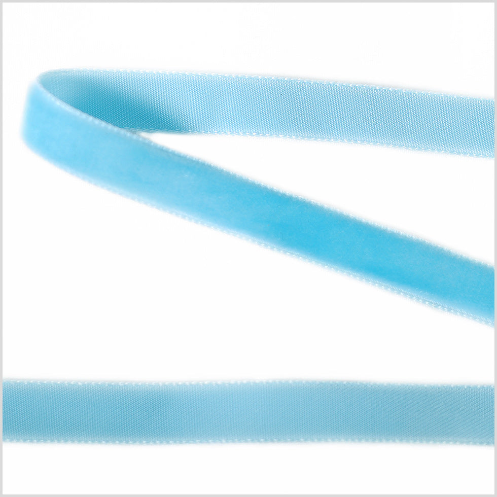 Sky Blue Single Face Velvet Ribbon - 0.375 Sky Blue Single Face Velvet Ribbon - 0.375