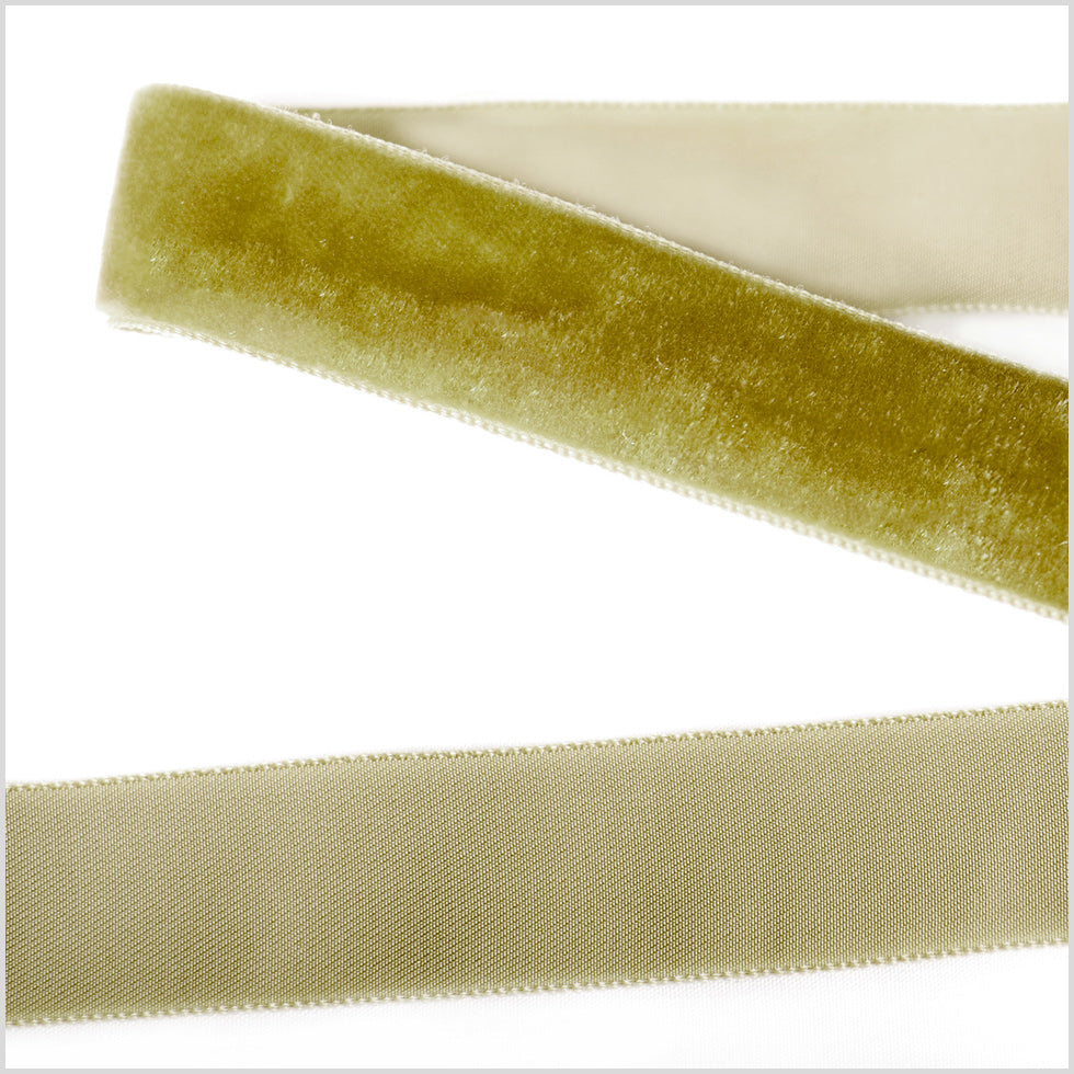 Olive Single Face Velvet Ribbon - 0.875" Olive Single Face Velvet Ribbon - 0.875"