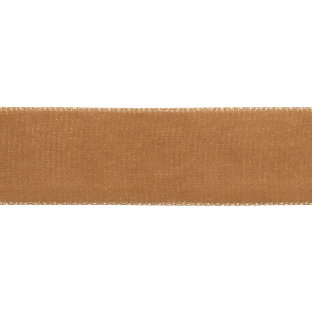 Coffee Single Face Velvet Ribbon - 7/8" Folded Coffee Single Face Velvet Ribbon - 7/8" Folded