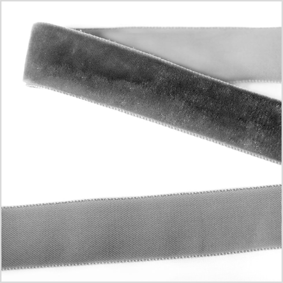 Pewter Single Face Velvet Ribbon - 0.875 Pewter Single Face Velvet Ribbon - 0.875