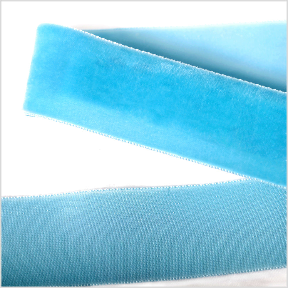 Sky Blue Single Face Velvet Ribbon - 1.5 Sky Blue Single Face Velvet Ribbon - 1.5