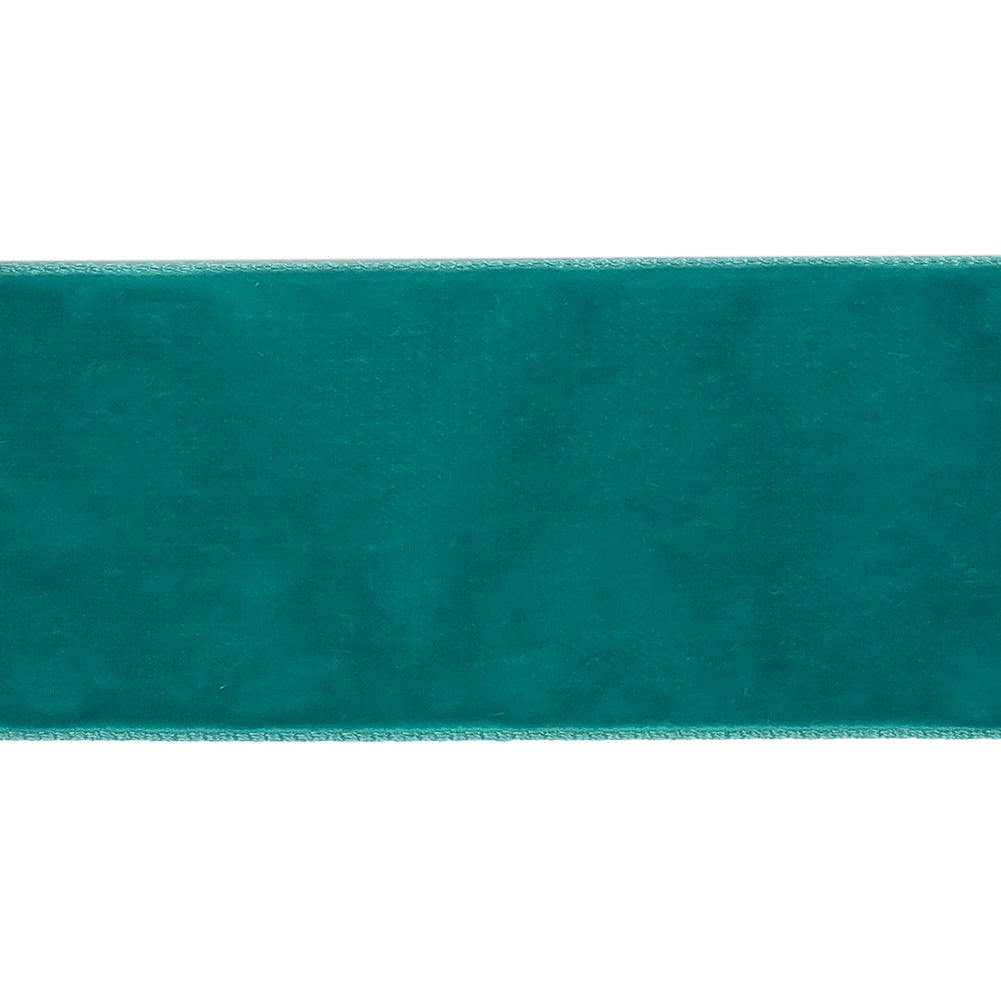 Dark Turquoise Single Face Velvet Ribbon - 1.5" Detail Dark Turquoise Single Face Velvet Ribbon - 1.5" Detail
