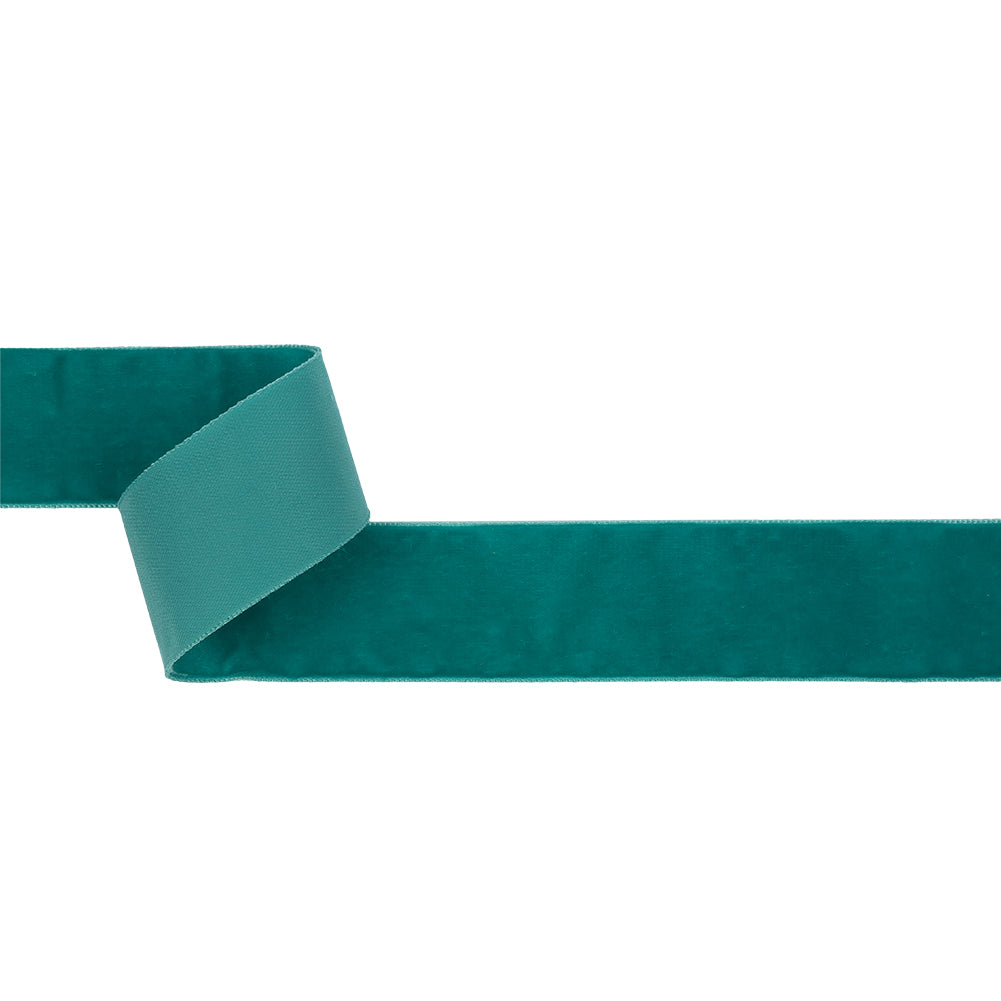 Dark Turquoise Single Face Velvet Ribbon - 1.5" Dark Turquoise Single Face Velvet Ribbon - 1.5"