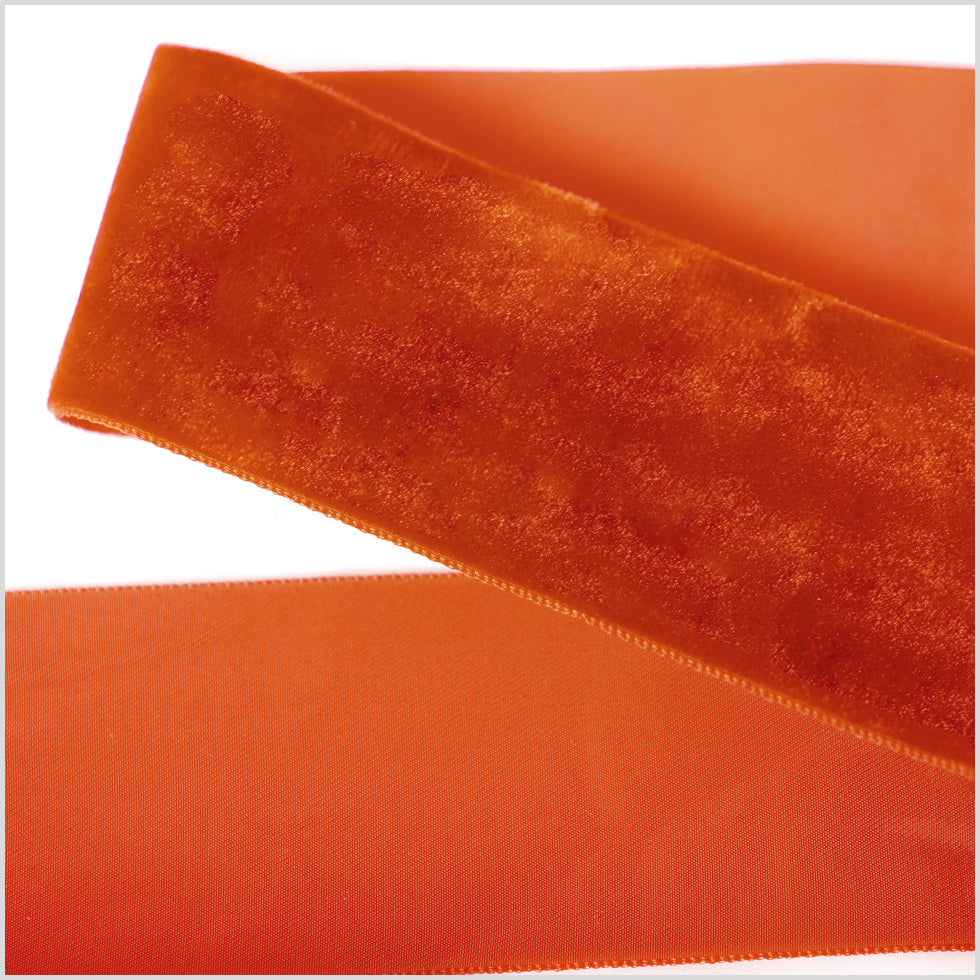 Bright Orange Single Face Velvet Ribbon - 2" Bright Orange Single Face Velvet Ribbon - 2"