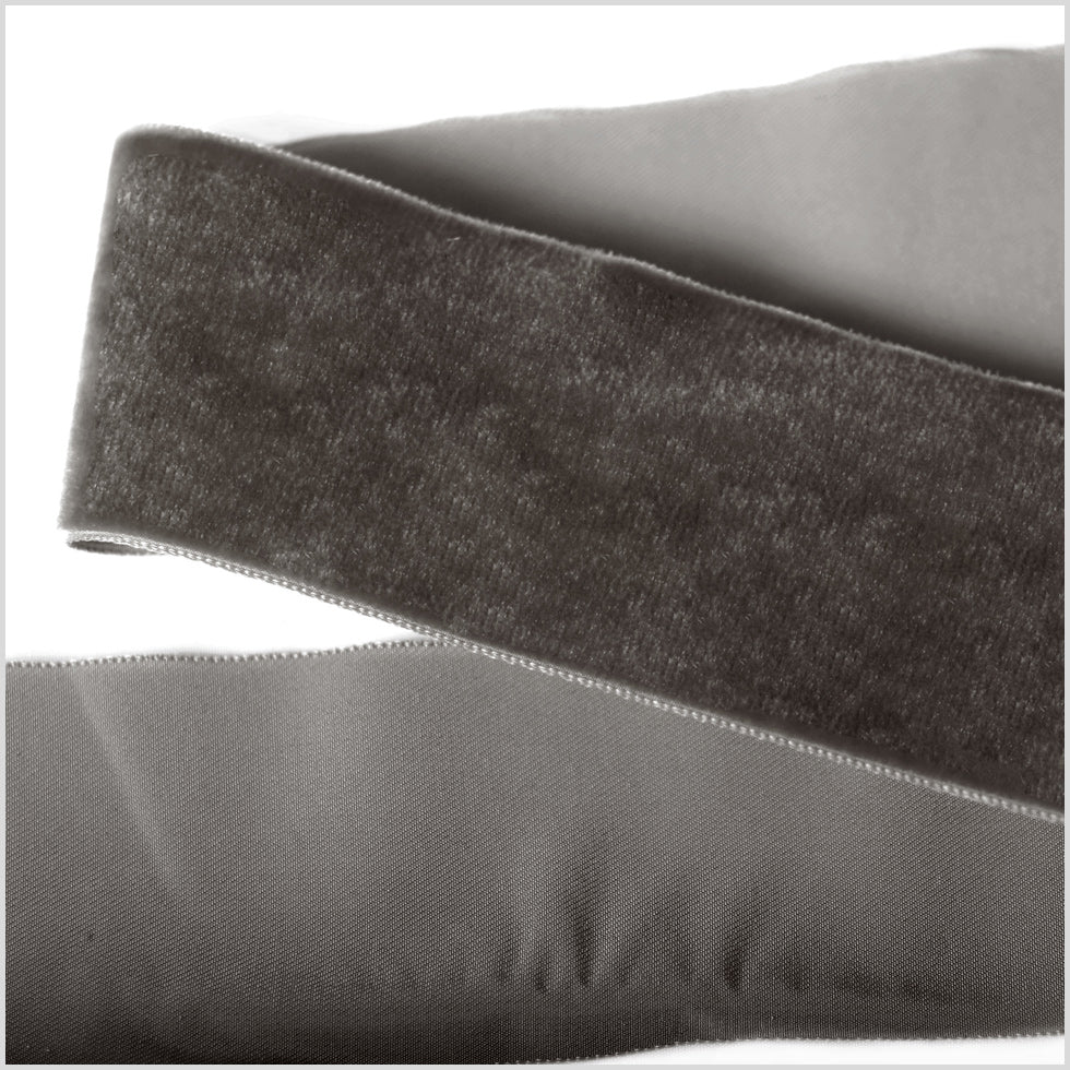 Pewter Single Face Velvet Ribbon - 2 Pewter Single Face Velvet Ribbon - 2