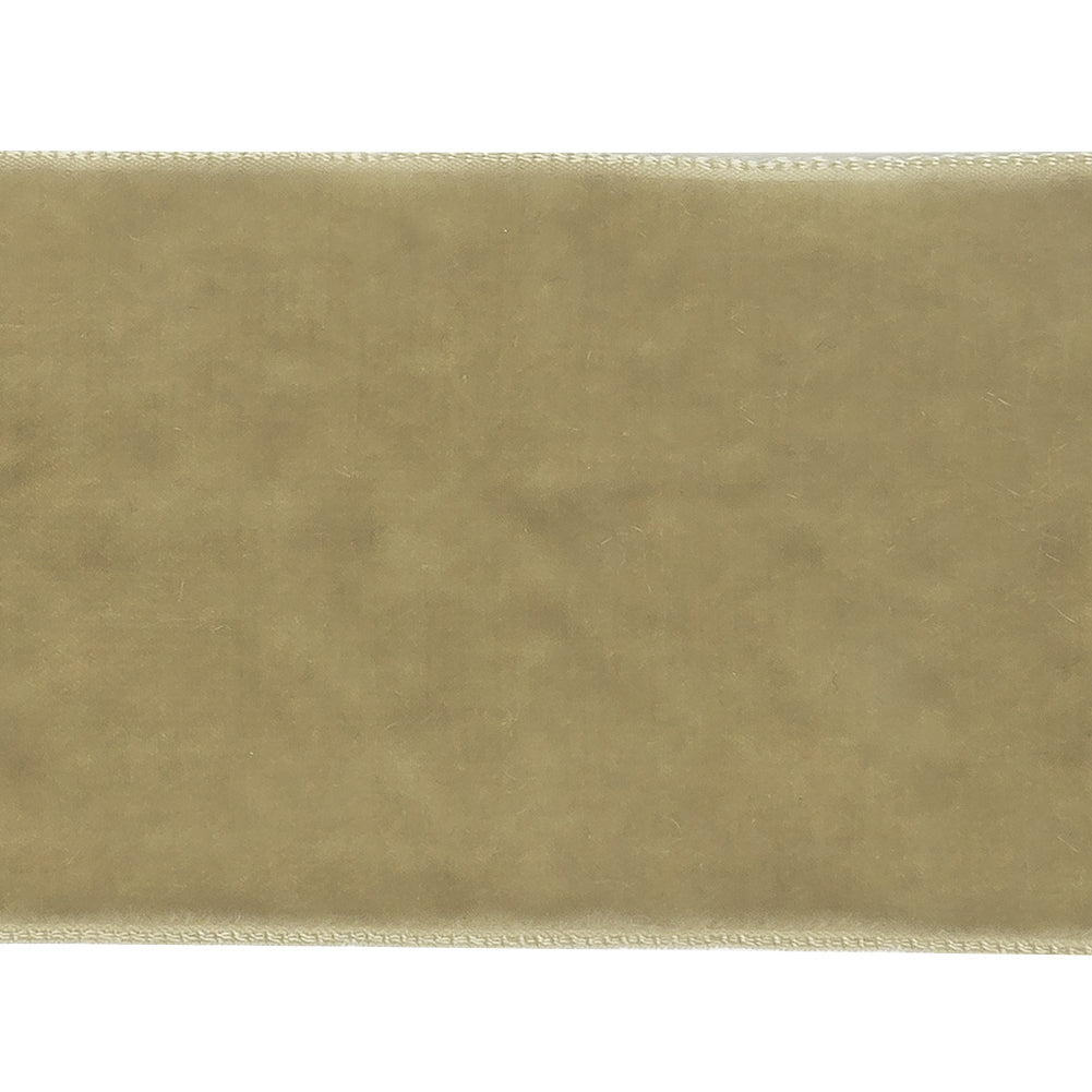 Khaki Single Face Velvet Ribbon - 2" Detail Khaki Single Face Velvet Ribbon - 2" Detail