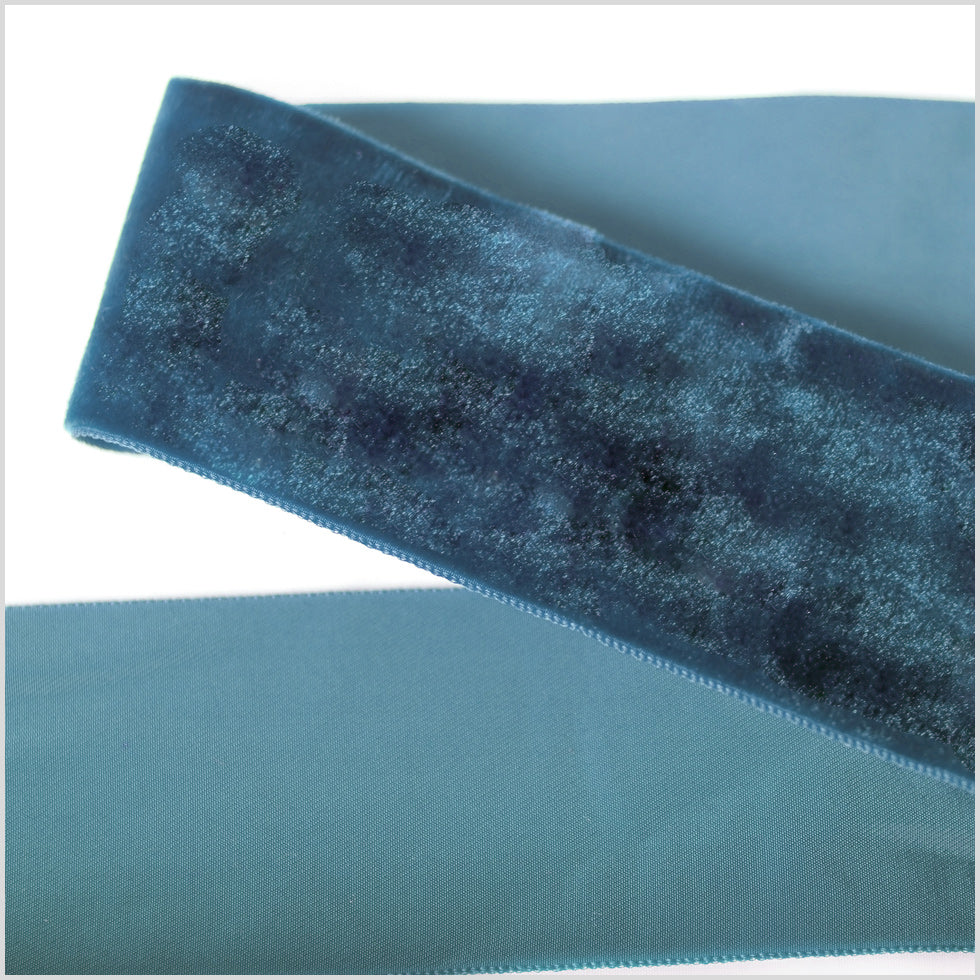French Blue Single Face Velvet Ribbon - 2 French Blue Single Face Velvet Ribbon - 2