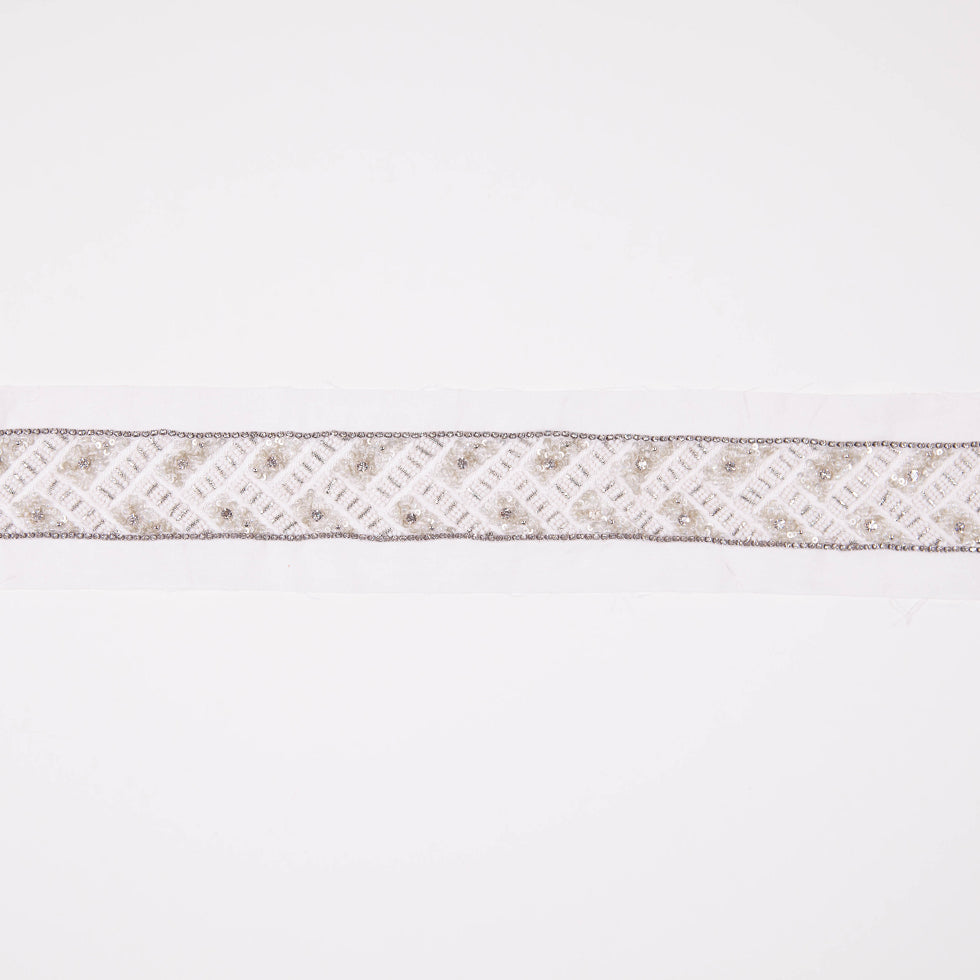 1.5 White/Silver Fancy Beaded Trim 1.5 White/Silver Fancy Beaded Trim