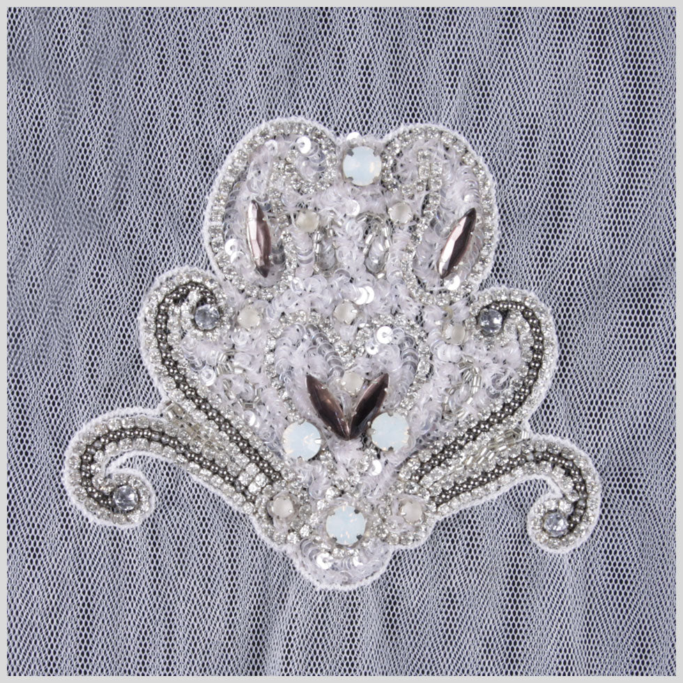 White/Silver Beaded Applique White/Silver Beaded Applique