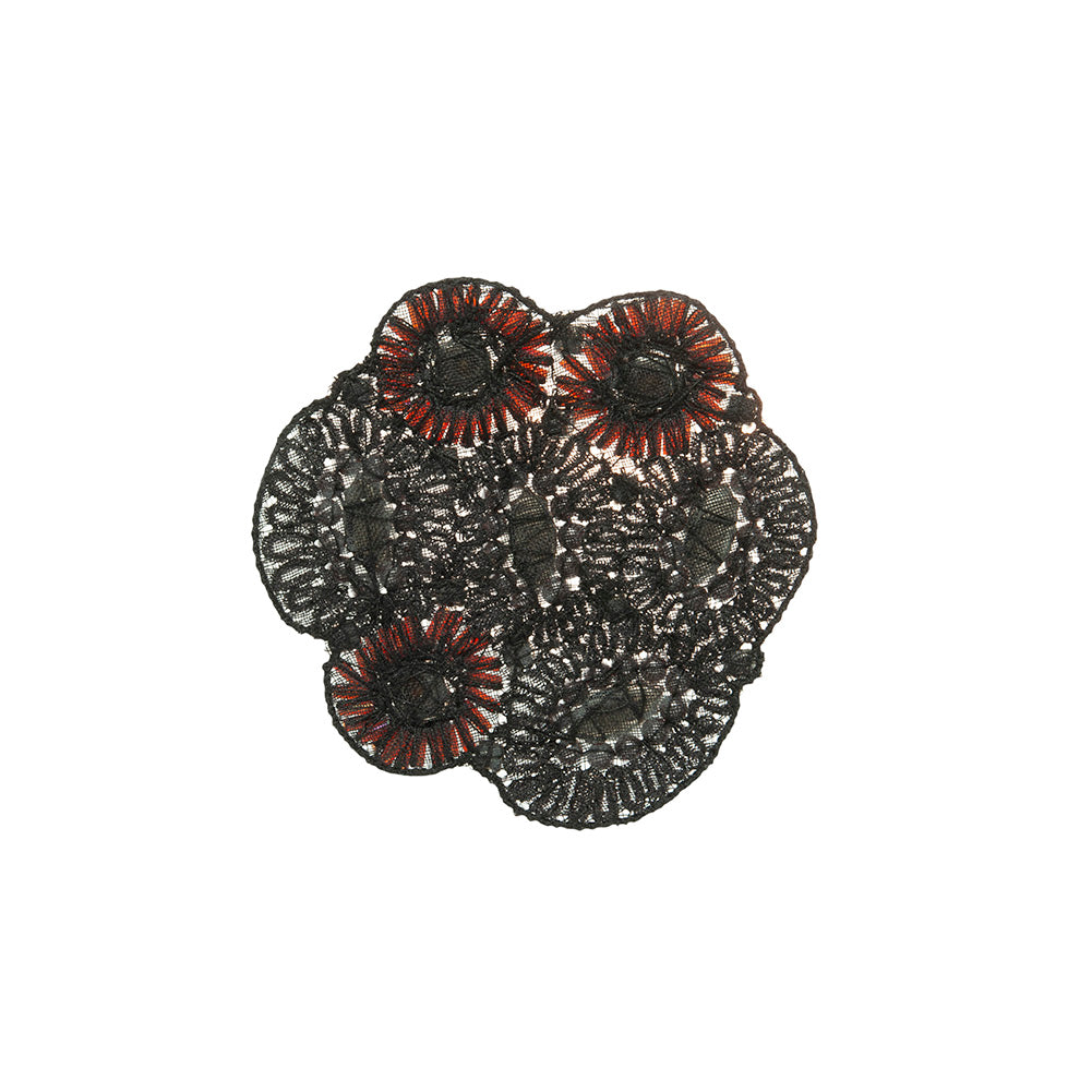 Pink and Gray Abstract Beaded Rhinestone Applique - 3 x 3 - Folded Pink and Gray Abstract Beaded Rhinestone Applique - 3 x 3 - Folded